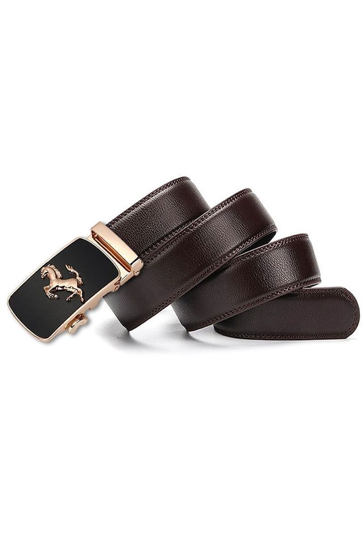 Cinturon ejecutivo automatico cuero café hombre. Cavallino Dorado-0