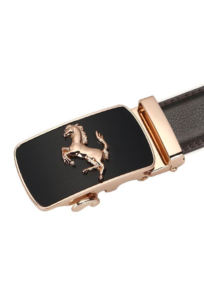 Cinturon ejecutivo automatico cuero café hombre. Cavallino Dorado-1
