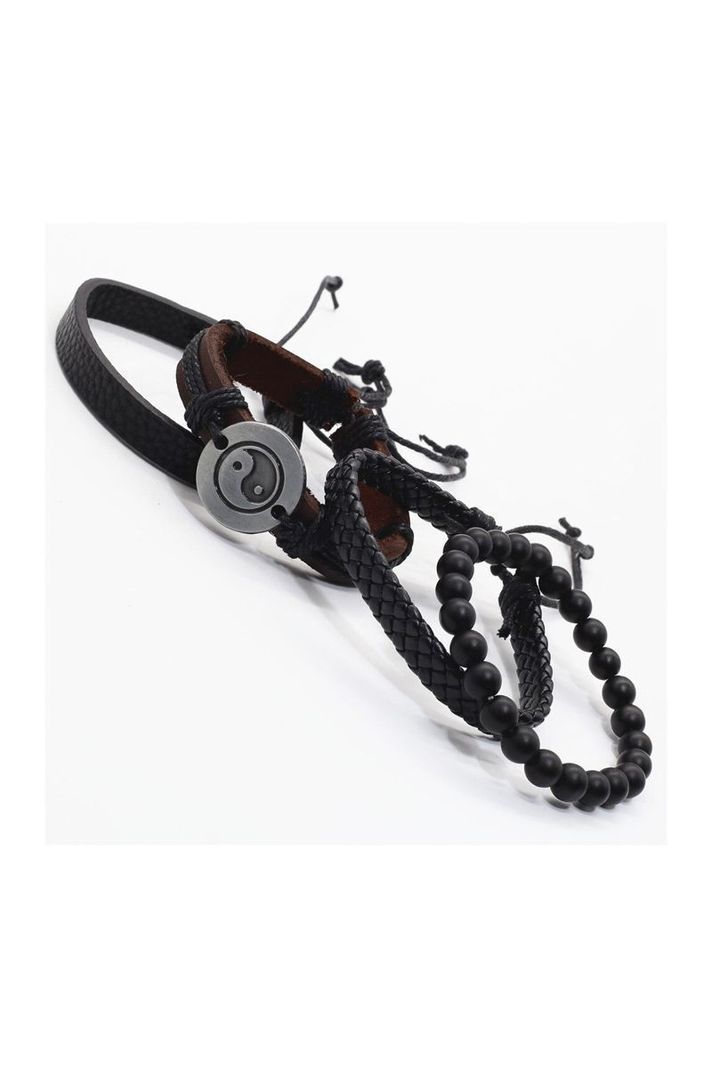Pulsera Cuero Unisex. Modelo Yin Yang-1