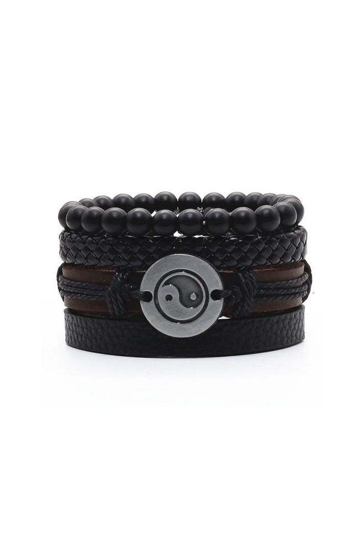 Pulsera Cuero Unisex. Modelo Yin Yang-0