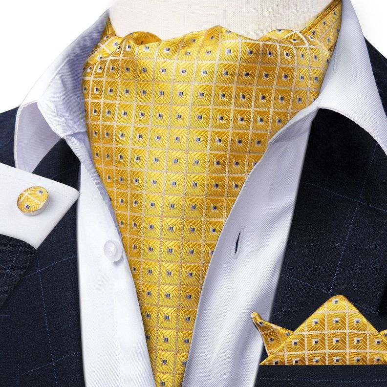 Corbata Gruesa Ascot + Paño + Colleras hombre. Solinario-0