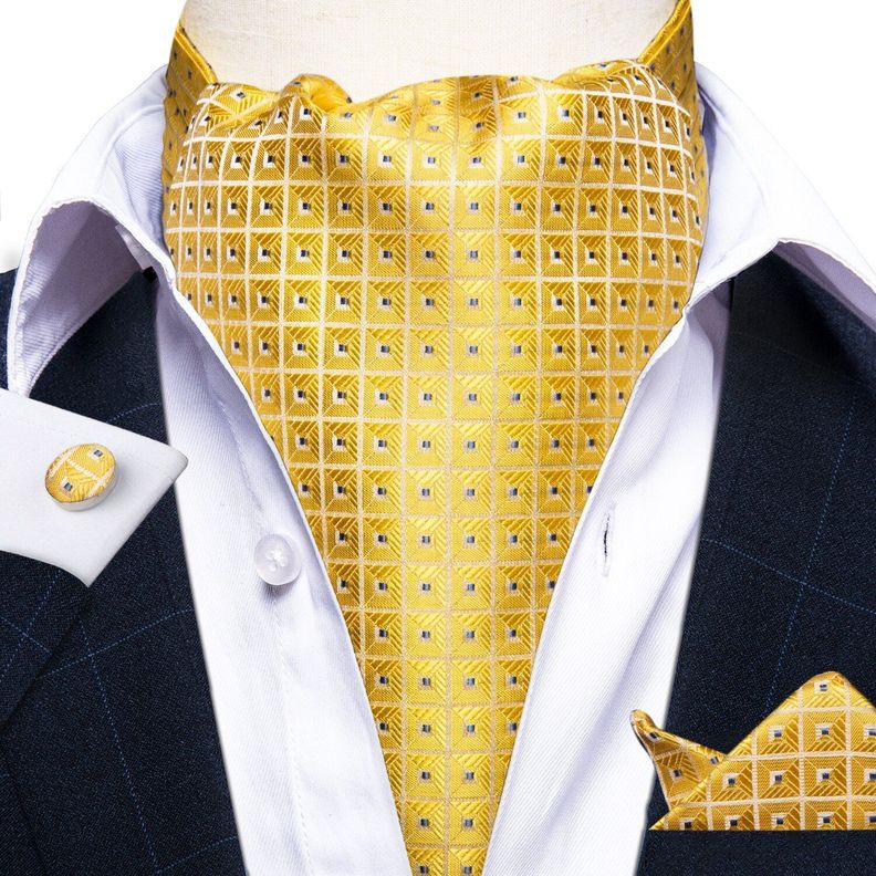 Corbata Gruesa Ascot + Paño + Colleras hombre. Solinario-1