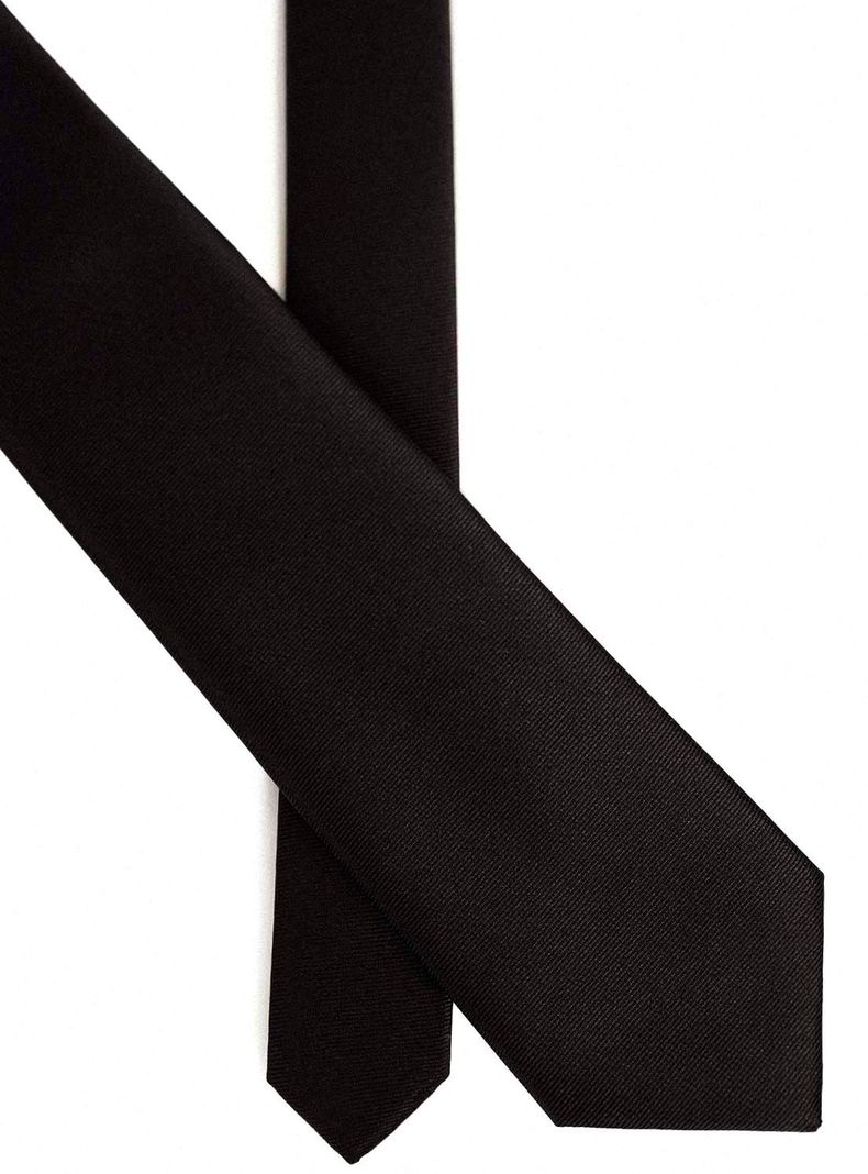 Corbata microfibra lisa formal clásica Negro 7 cms Mavianni-2