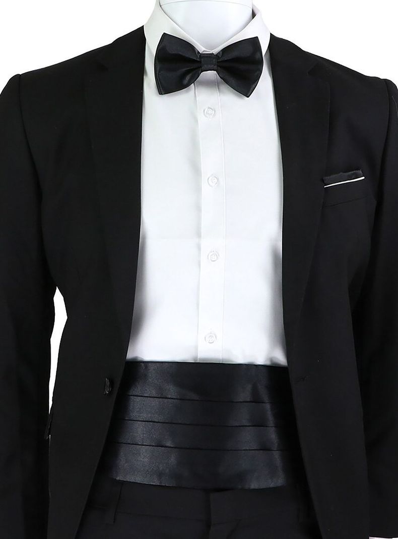 Set faja formal ajustable poliester corbatin y paño para matrimonio-0