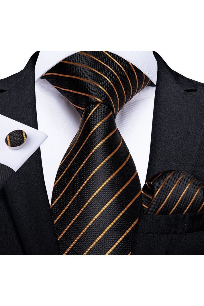 Set Corbata + Paño + Collera formal hombre. Modelo Black Copper-1
