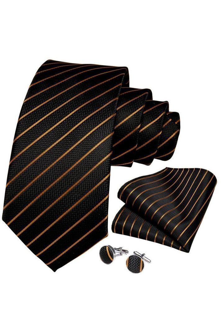Set Corbata + Paño + Collera formal hombre. Modelo Black Copper-0