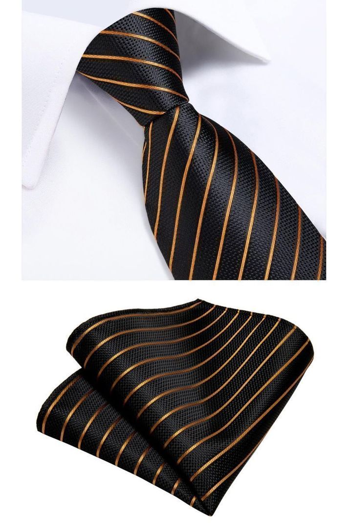 Set Corbata + Paño + Collera formal hombre. Modelo Black Copper-2