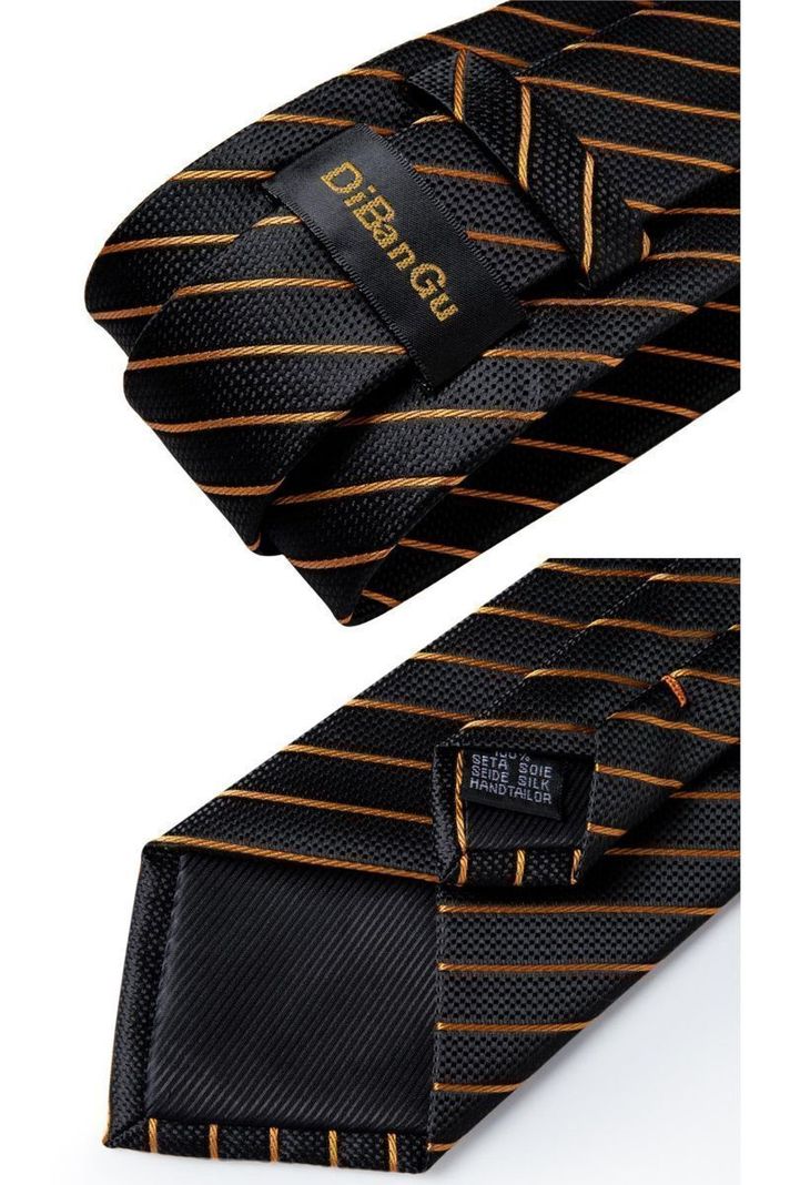 Set Corbata + Paño + Collera formal hombre. Modelo Black Copper-3