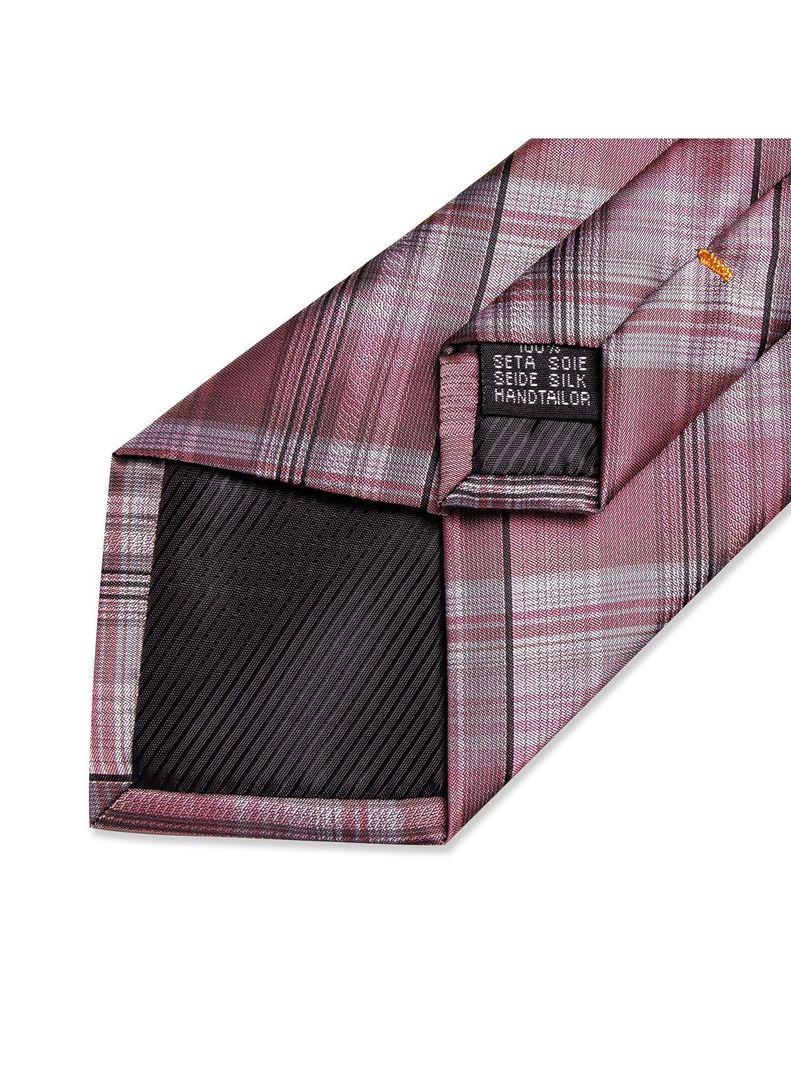 Corbata Hombre Seda + Paño + Colleras formal. Modelo Rosa Cenizas-4