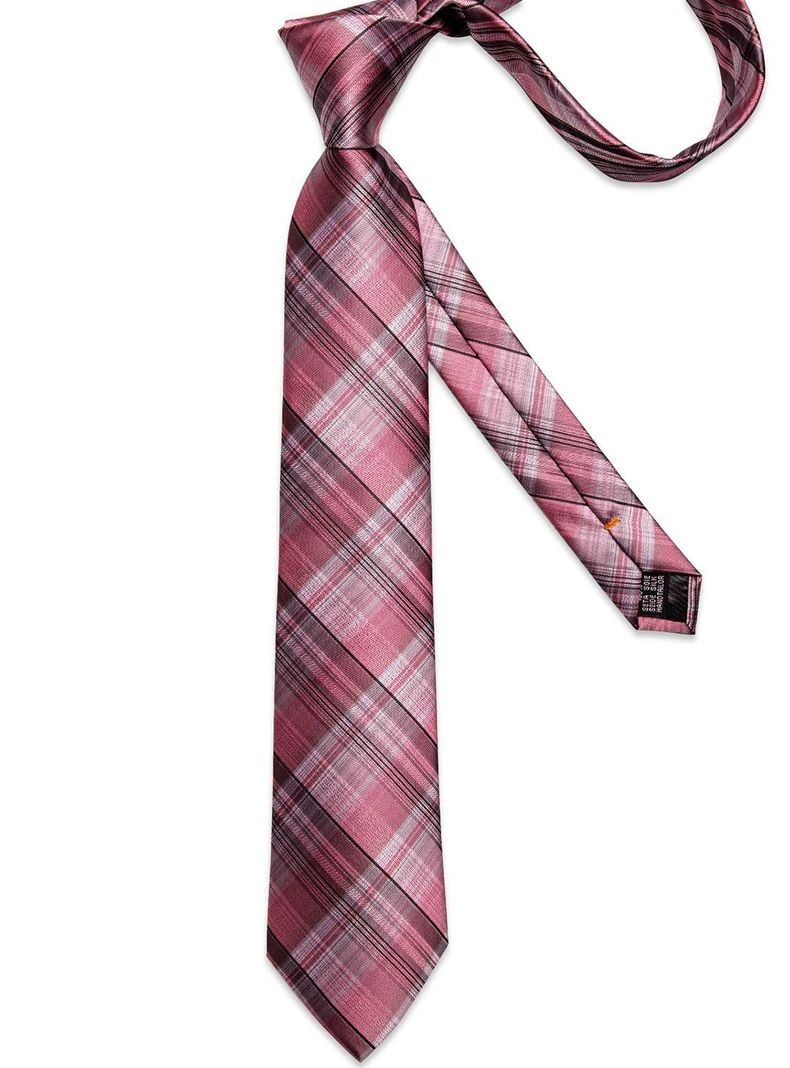Corbata Hombre Seda + Paño + Colleras formal. Modelo Rosa Cenizas-5