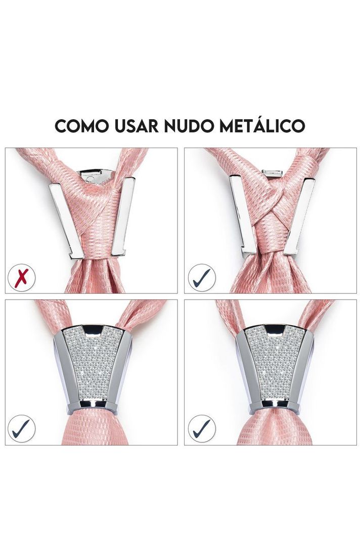 Corbata para regalo Hombre con nudo metalico paño y colleras en Caja-6