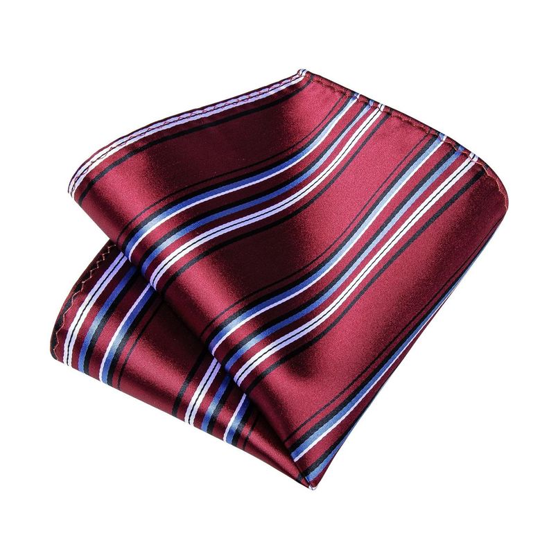 Corbata Hombre Seda + Paño + Colleras formal. Modelo Tricolor Rayas-4