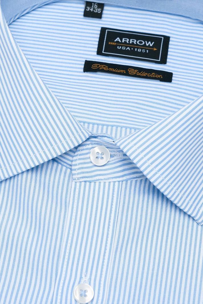 Camisa ARROW Slim Fit Formal a Rayas Hombre Cuello Italiano Sin Bolsillo-1