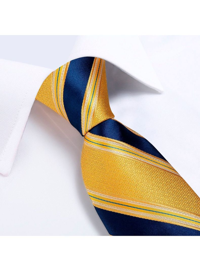 Set Corbata + Paño + Collera formal hombre. Modelo Oro y Cielo-2