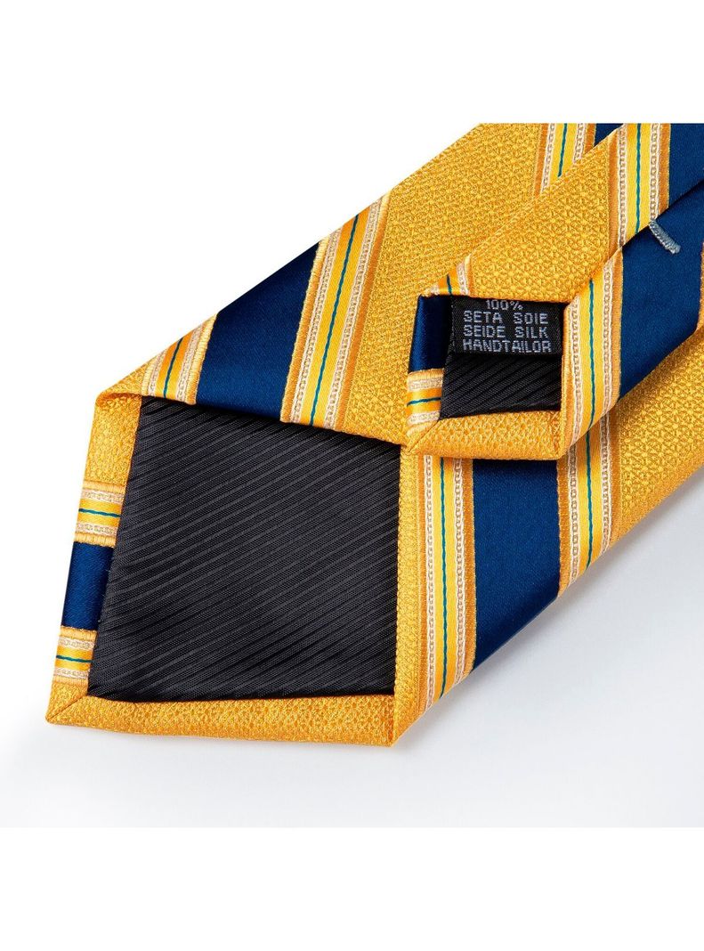 Set Corbata + Paño + Collera formal hombre. Modelo Oro y Cielo-4