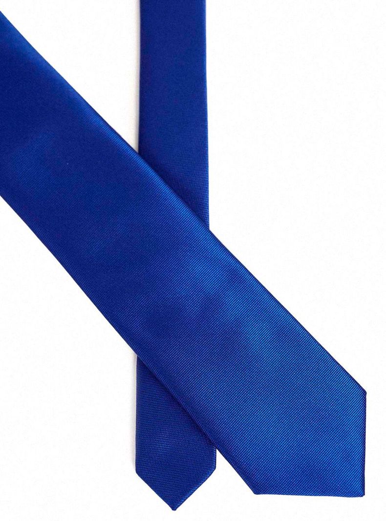 Corbata microfibra lisa formal clásica Azul Rey 7 cms Mavianni-2