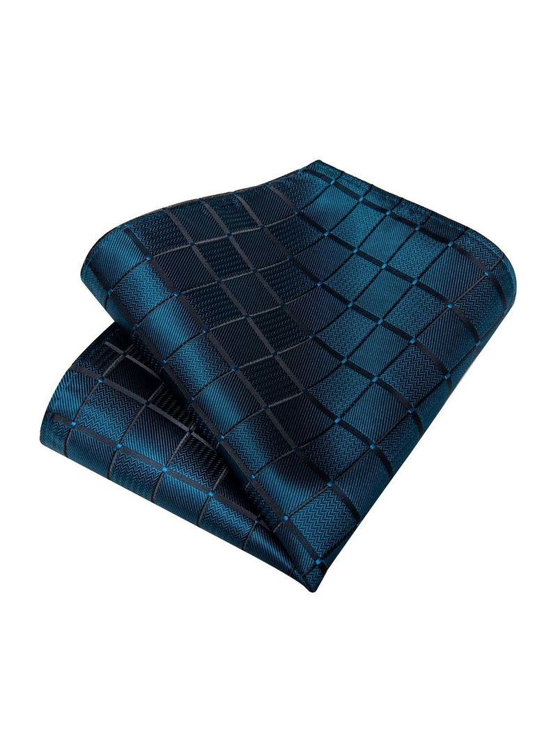 Corbata Hombre Seda con paño y colleras. Modelo Sangre Turquesa Oscuro-3