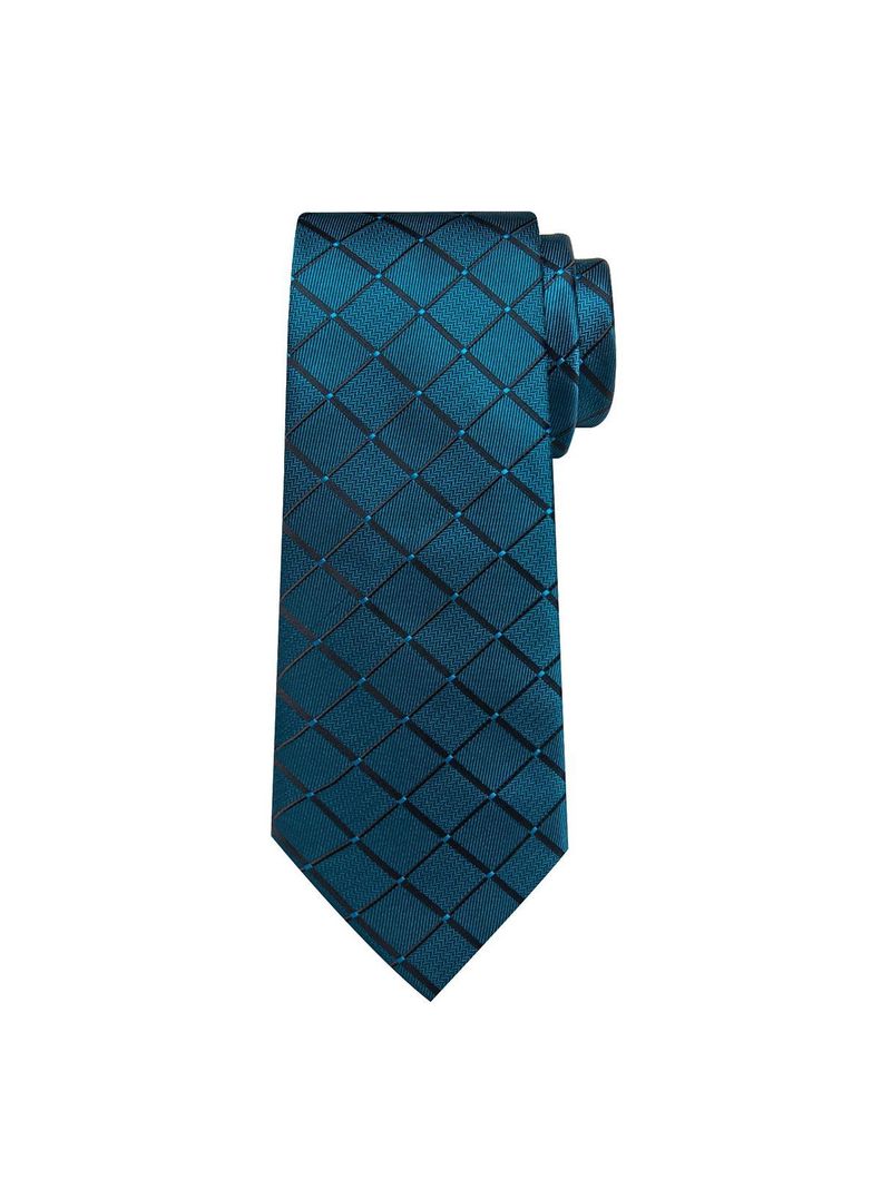 Corbata Hombre Seda con paño y colleras. Modelo Sangre Turquesa Oscuro-4