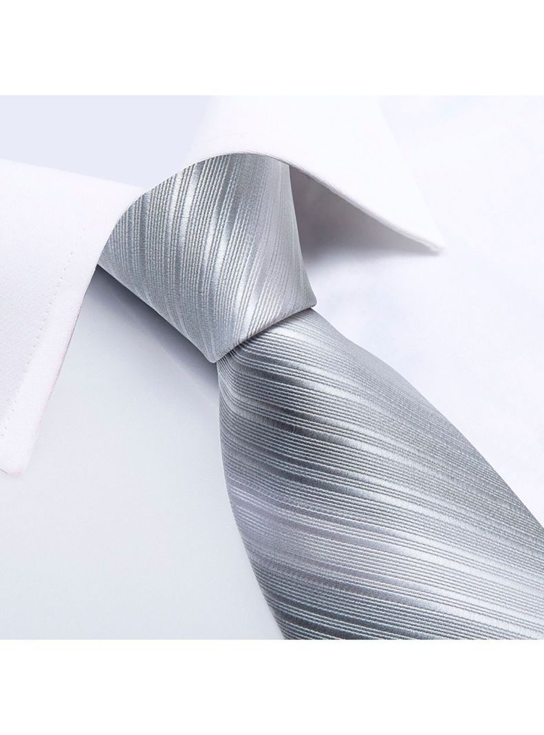Set Corbata + Paño + Collera formal hombre. Modelo Silver-2