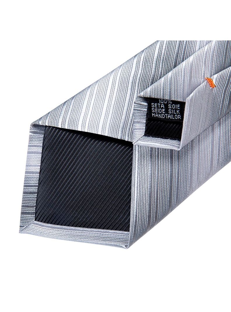 Set Corbata + Paño + Collera formal hombre. Modelo Silver-4