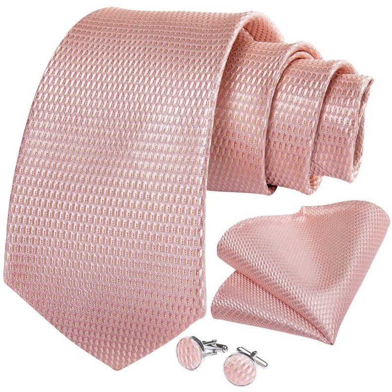 Corbata Rosa Hombre Seda + Paño + Colleras. Modelo Palo Rosa-0