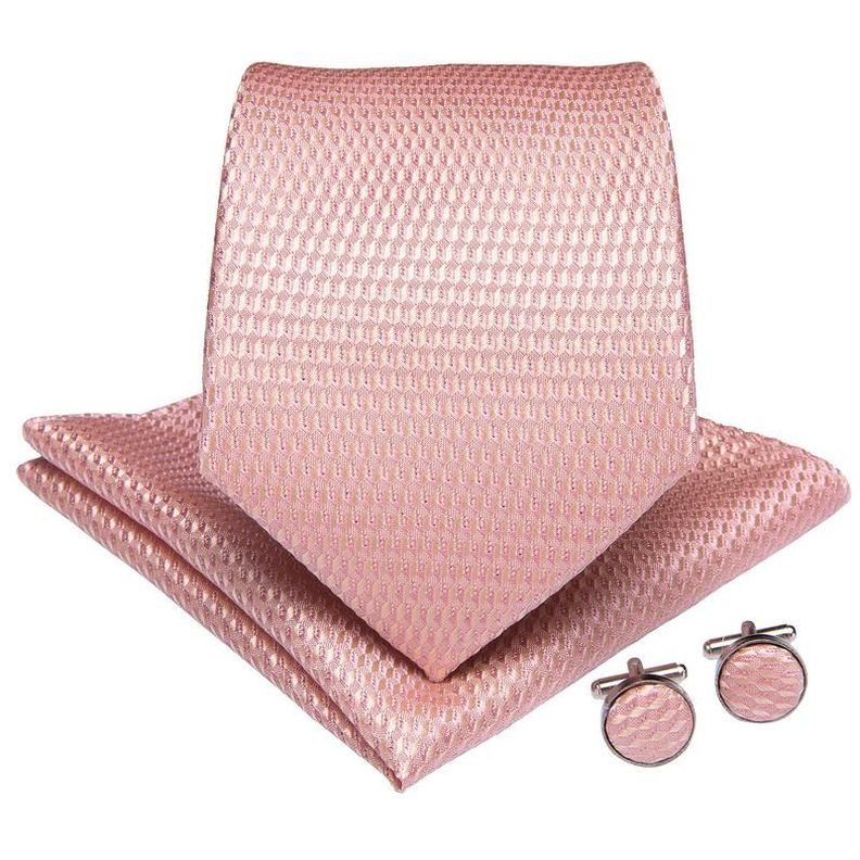 Corbata Rosa Hombre Seda + Paño + Colleras. Modelo Palo Rosa-2