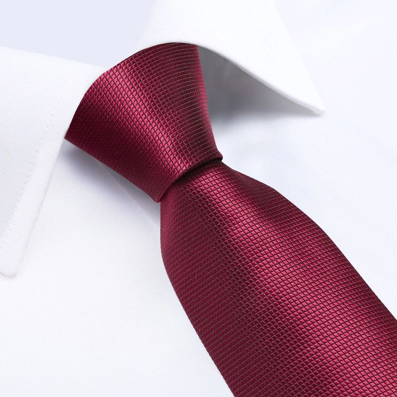 Corbata VInotinto Hombre Seda + Paño + Colleras. Modelo Vinotinto Classic-2