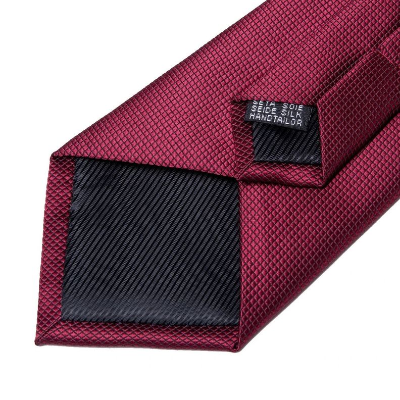 Corbata VInotinto Hombre Seda + Paño + Colleras. Modelo Vinotinto Classic-3