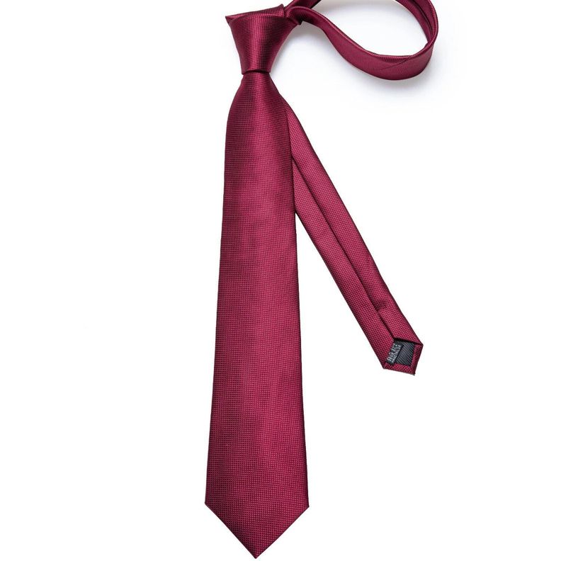 Corbata VInotinto Hombre Seda + Paño + Colleras. Modelo Vinotinto Classic-4