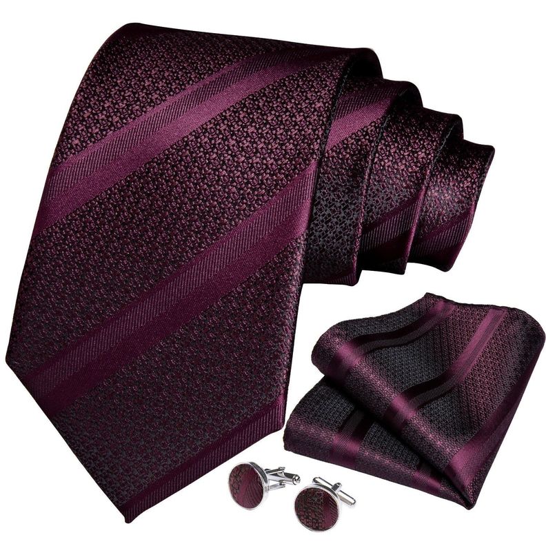Set Corbata + Paño + Collera formal hombre. Modelo Uva Negra-0