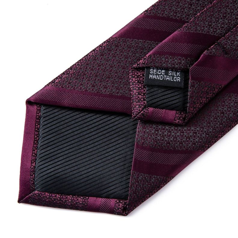 Set Corbata + Paño + Collera formal hombre. Modelo Uva Negra-3