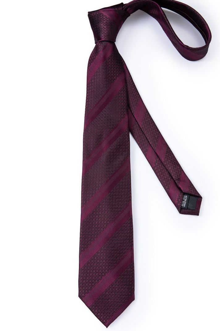 Set Corbata + Paño + Collera formal hombre. Modelo Uva Negra-5