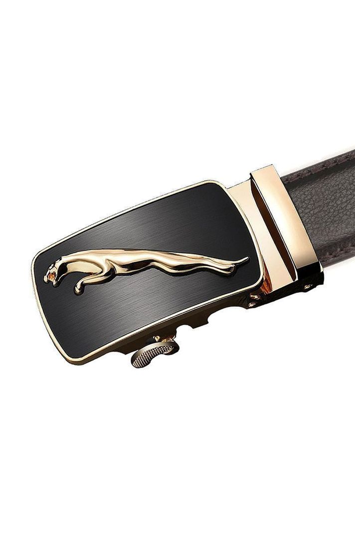 Cinturon ejecutivo automatico cuero café hombre. Jaguar Dorado-1