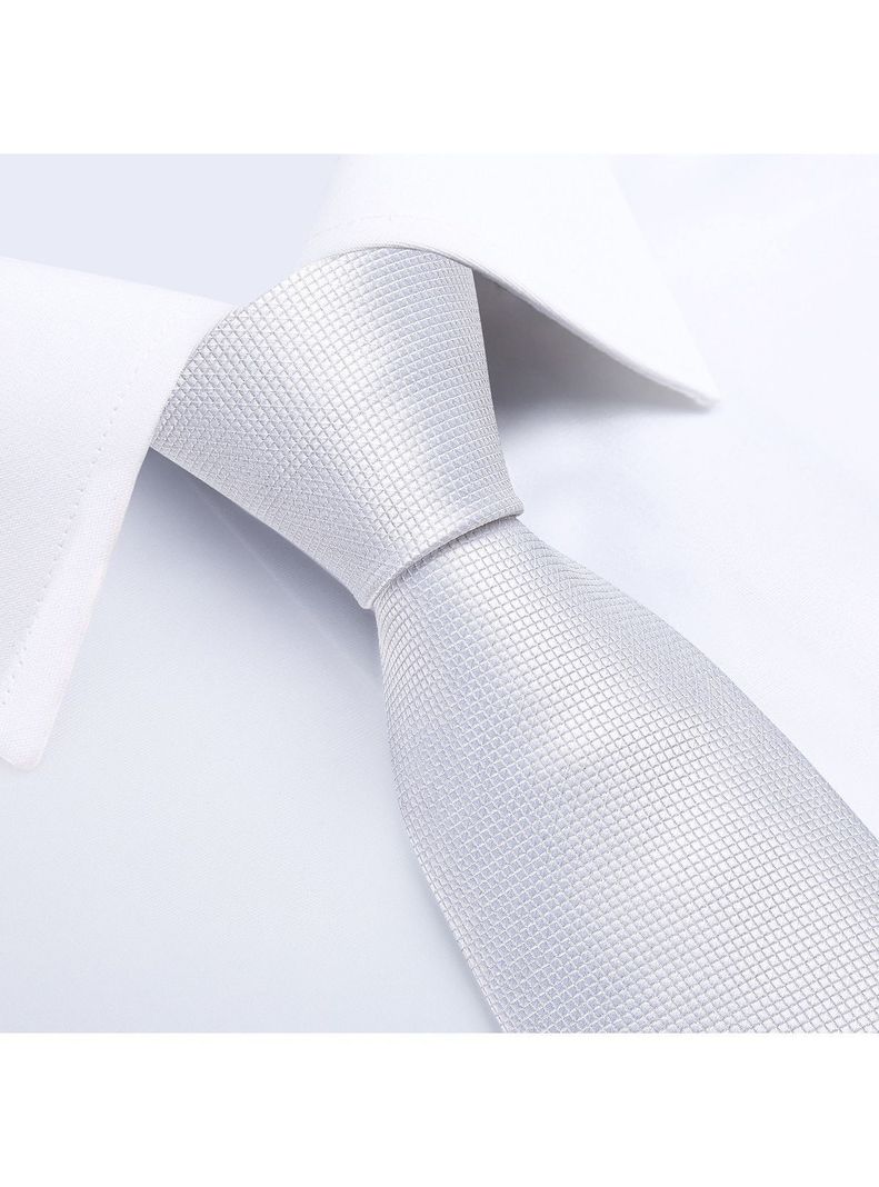 Corbata Blanca + Paño + Collera formal hombre. Modelo Blanco Classic-2