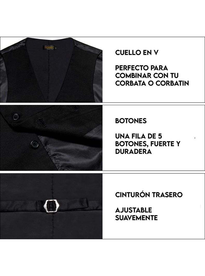 Chaleco Gilet Hombre Chaqueta formal sin mangas Matrimonio-5