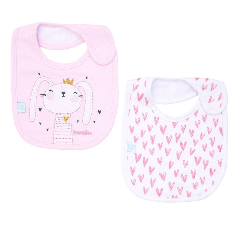 Set 2 Babero Algodón Impermeable Rosado Conejita Niña-1