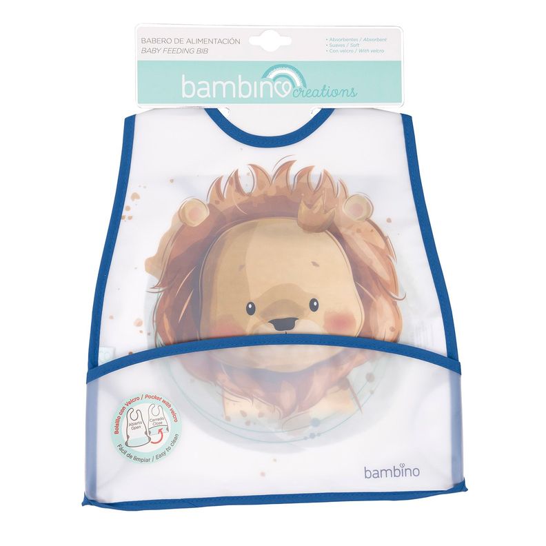 Babero De Alimentacion Verde Bambino Leon Niño-0