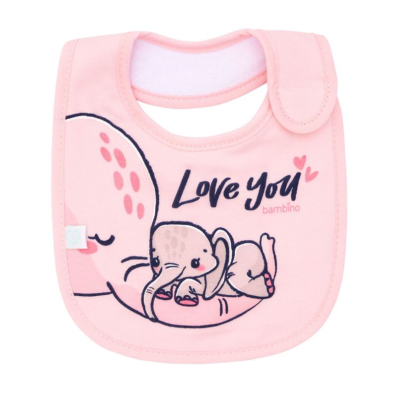 Babero De Algodón Impermeable Rosado Elefantes Niña-1