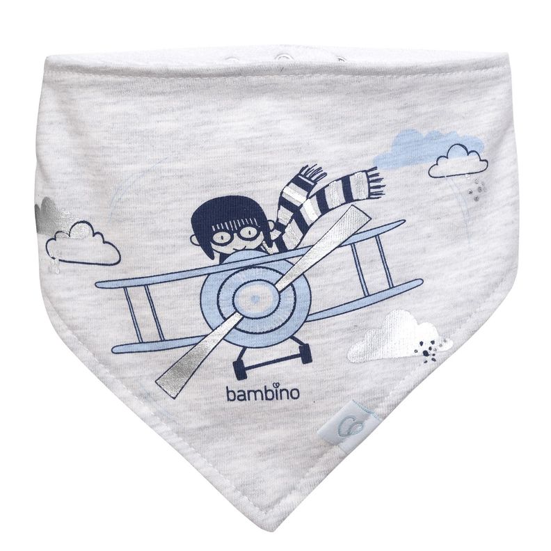 Set 2 Babero Bandana Gris Avion Niño-2