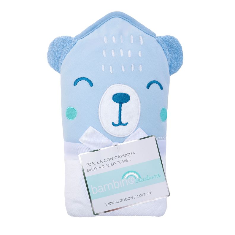 Toalla Con Capucha Celeste Oso Niño-0