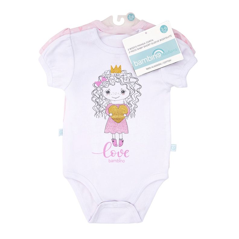 Set 2 Bodys Manga Corta Rosado Princesa Niña 12 - 18 Meses-1