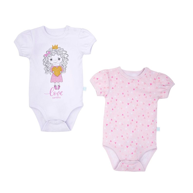 Set 2 Bodys Manga Corta Rosado Princesa Niña 12 - 18 Meses-2