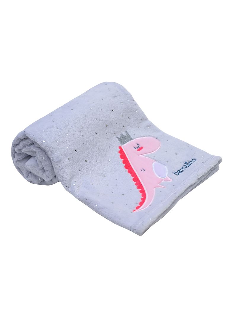 Frazada De Coral Plush Bambino  Dinosaurio Gris-0