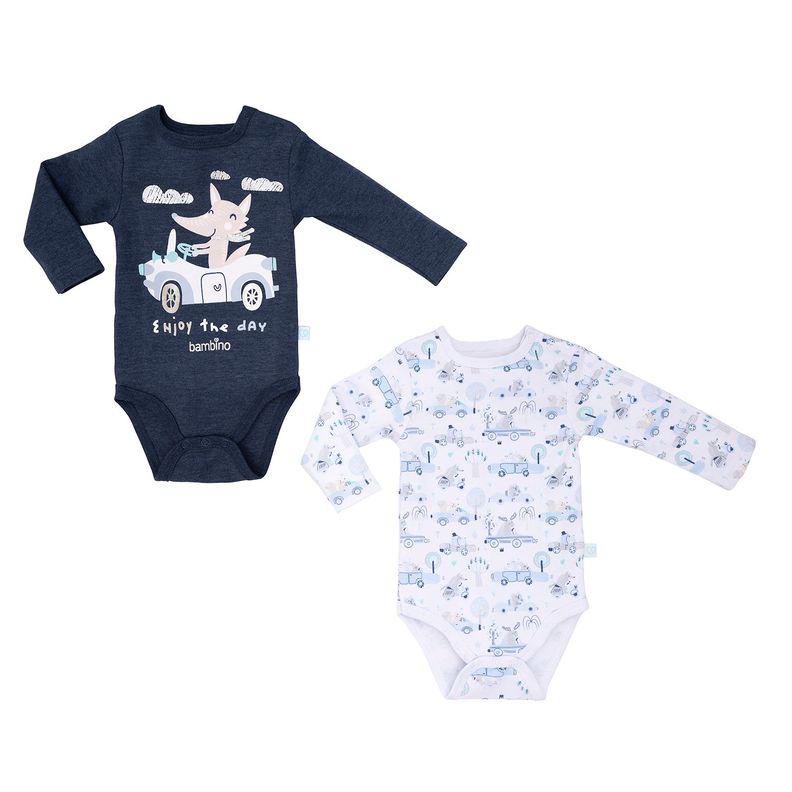 Set 2 Bodys Manga Larga Azul Zorro Niño 18 - 24 Meses-1