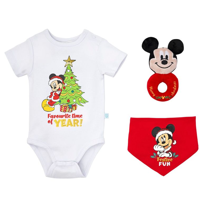 Set 3 Piezas Navidad Disney Rojo Niño Mickey 3-6 Meses-1