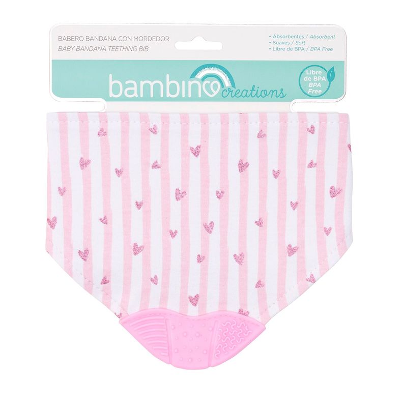 Babero Mordedor Bambino Blanco Corazones Niña-0