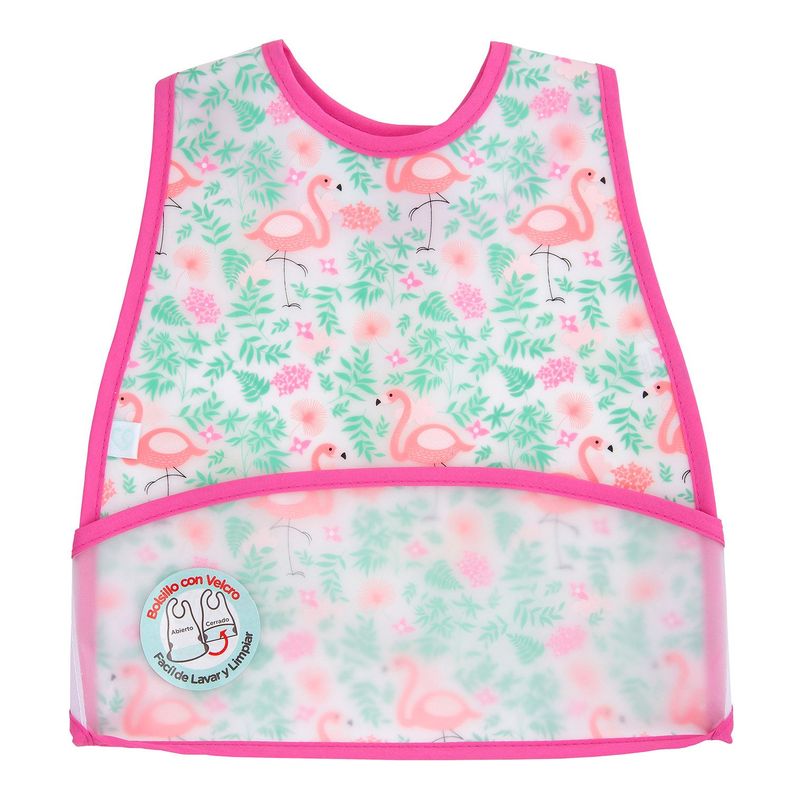 Babero Plastico Modern Niña Rosado Flamencos-0