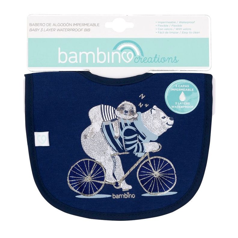 Babero De Algodón Impermeable Azul Oso Bici Niño-0
