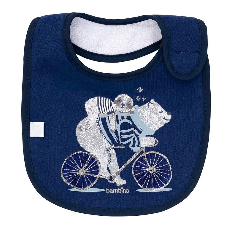 Babero De Algodón Impermeable Azul Oso Bici Niño-1