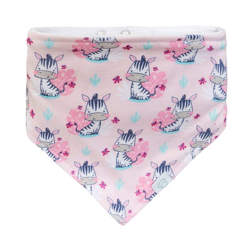 Set 2 Babero Bandana Rosado Cebra Niña-3